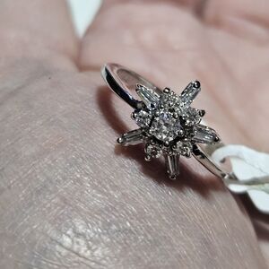 **Final Sale** Christopher & Banks Rhodium Plated Cubic Zirconia Ring Size 8